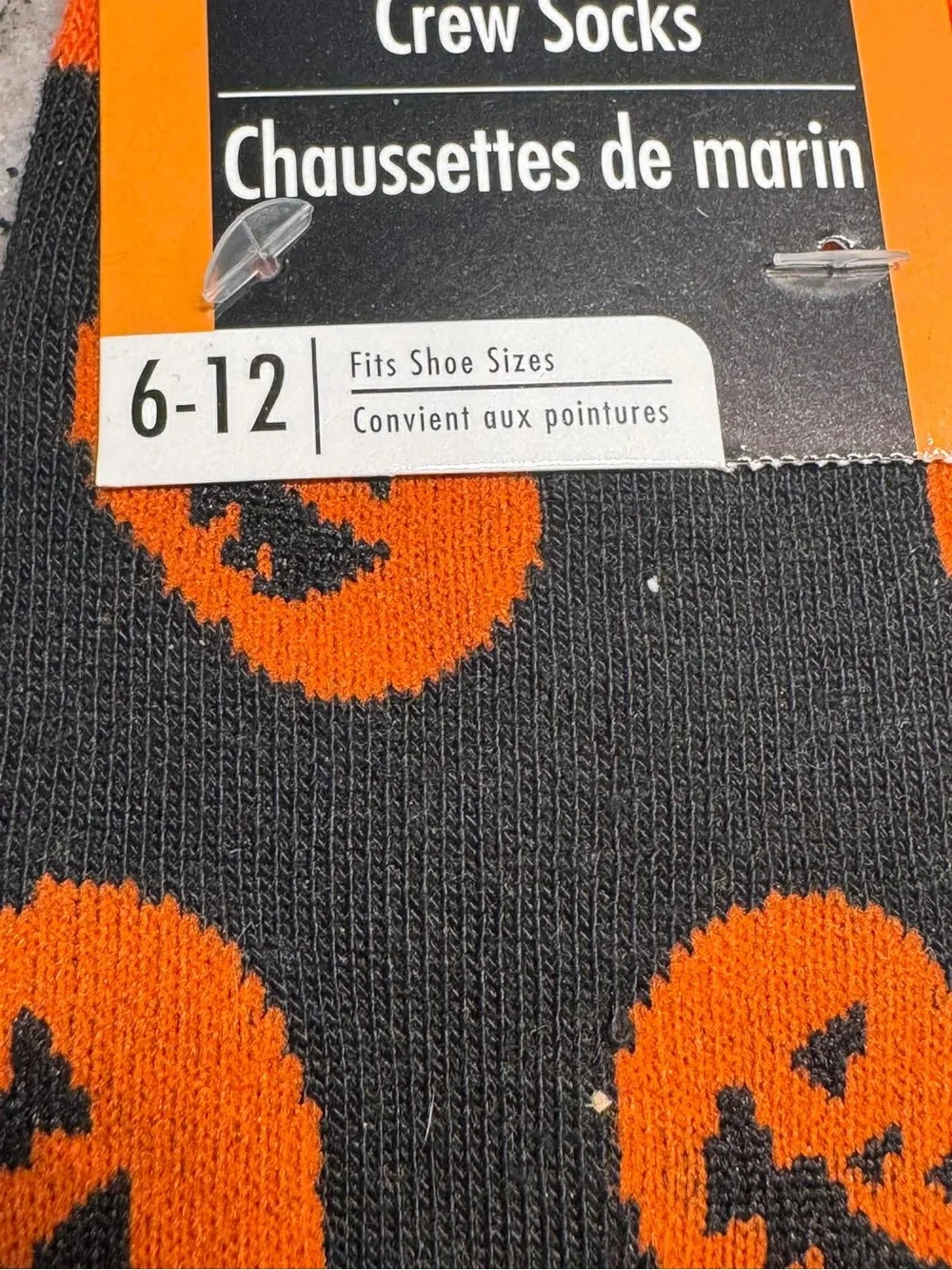 Halloween Pumpkin Crew Socks - Orange & Black SIZE 6-12